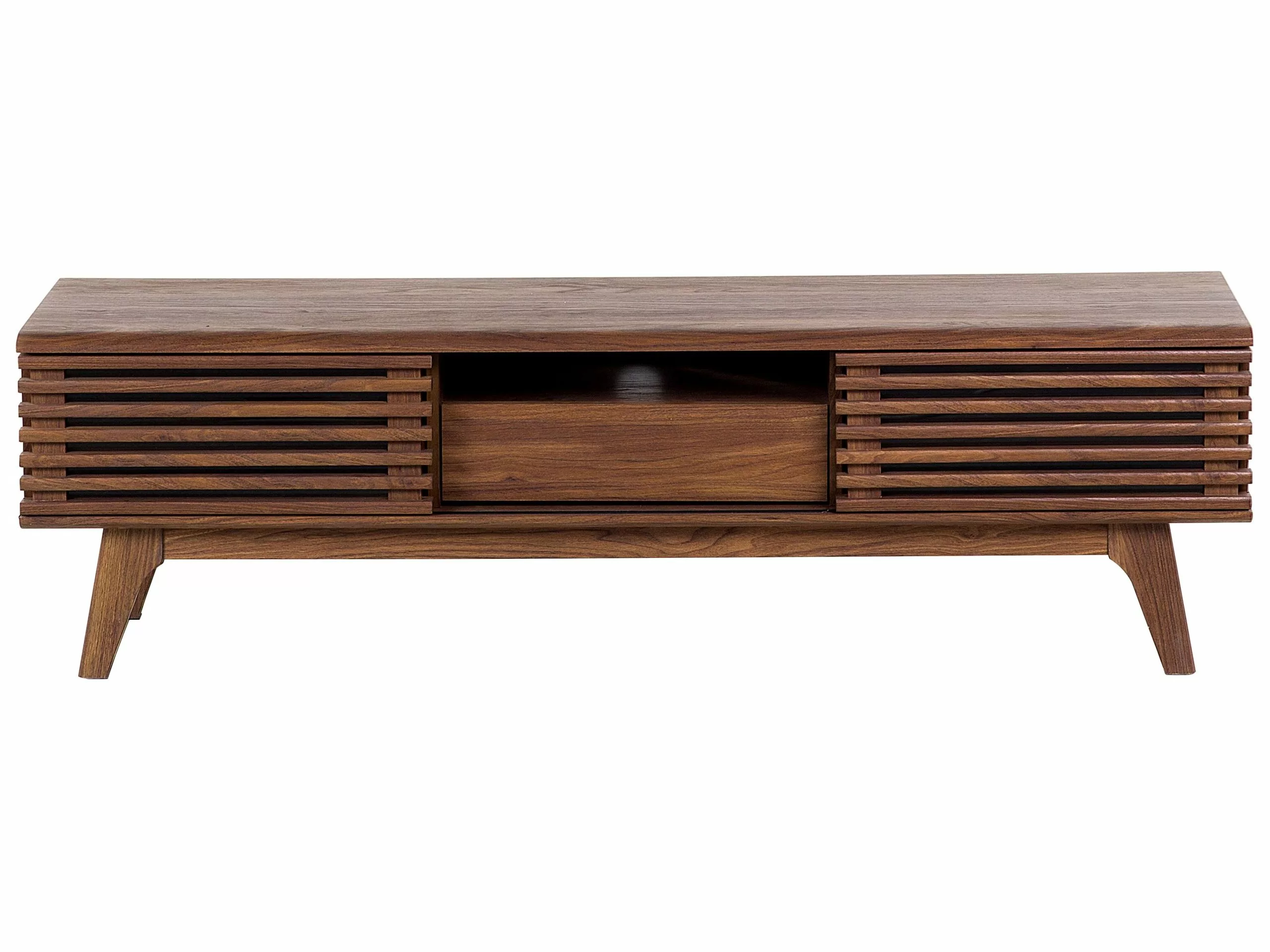 Beliani Mueble TV Madera Oscura DETROIT 4 Beliani Mueble TV Madera Oscura DETROIT - Imagen 4