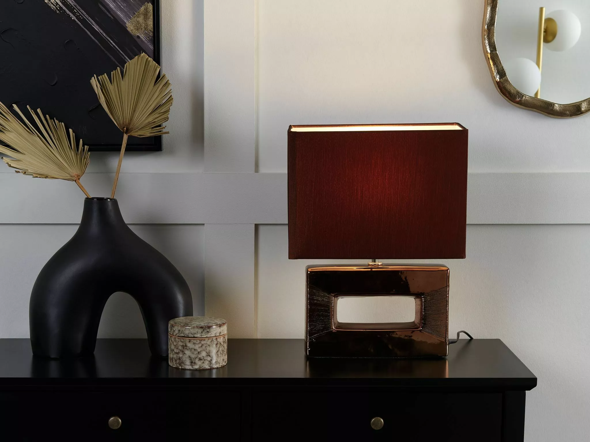 Beliani Lámpara De Mesa Marrón ONYX 2 Beliani Lámpara De Mesa Marrón ONYX - Imagen 2