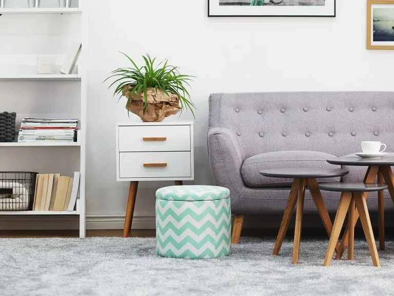 Beliani Mesita De Noche Blanca Con 2 Cajones 40 Cm ALABAMA - Imagen 5