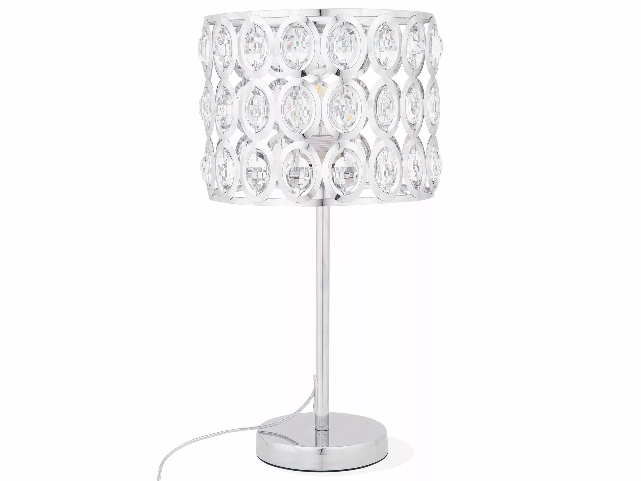 Beliani Lámpara De Mesa Cristal/metal Cromado TENNA 1 Beliani Lámpara De Mesa Cristal/metal Cromado TENNA