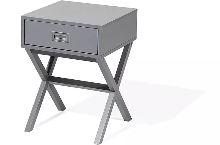 Beliani Mesa Auxiliar En Gris Con Cajón MONROE - Imagen 4