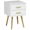 Beliani Mesita De Noche Blanca Con 2 Cajones 40 Cm ALABAMA