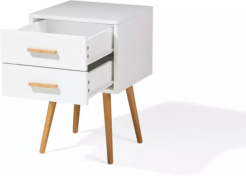 Beliani Mesita De Noche Blanca Con 2 Cajones 40 Cm ALABAMA - Imagen 6