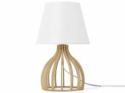 Beliani Lámpara De Mesa Blanco/madera Clara 36 Cm AGUEDA