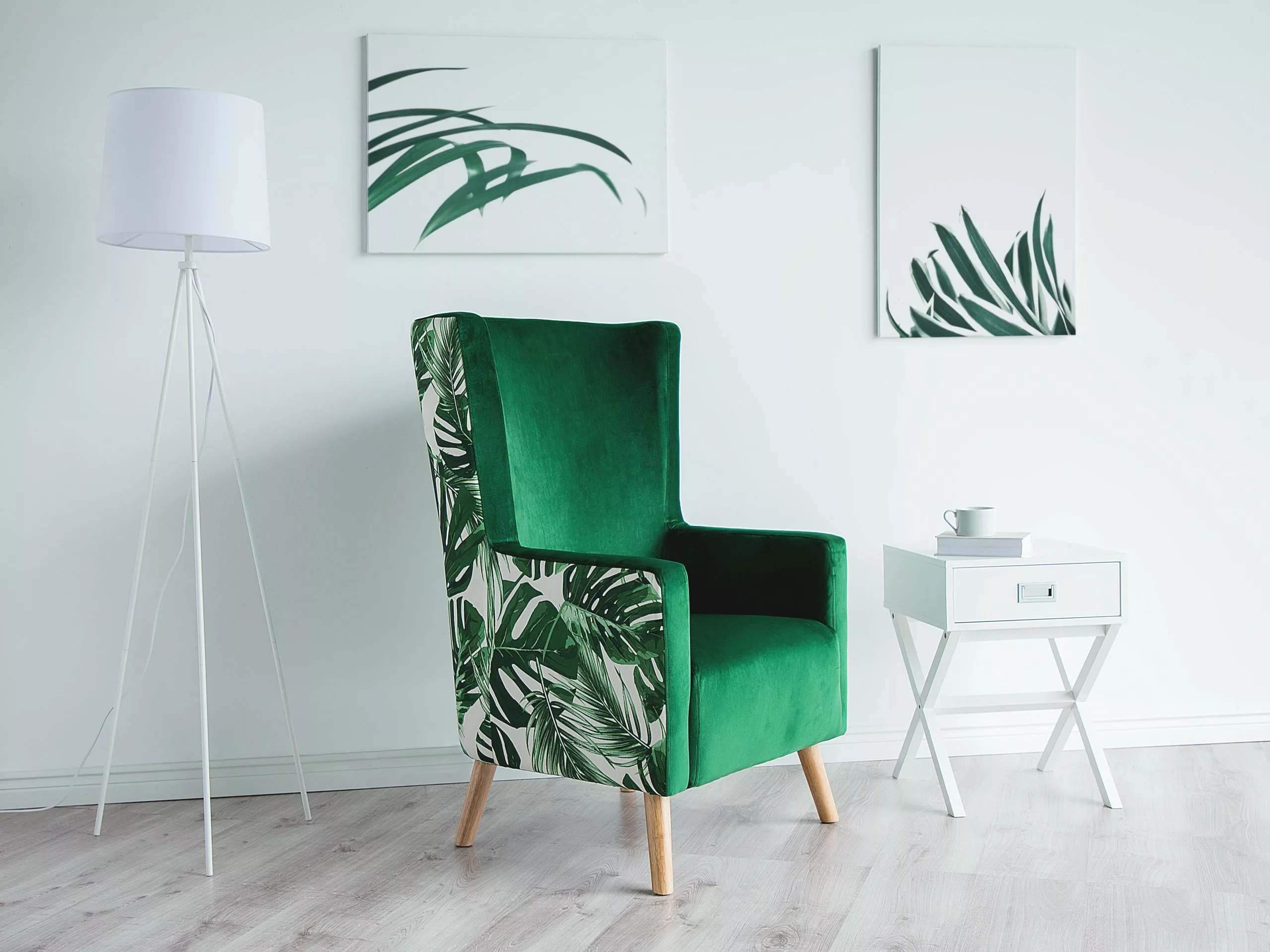 Beliani Lámpara De Pie Blanca SAMBRA - Imagen 3