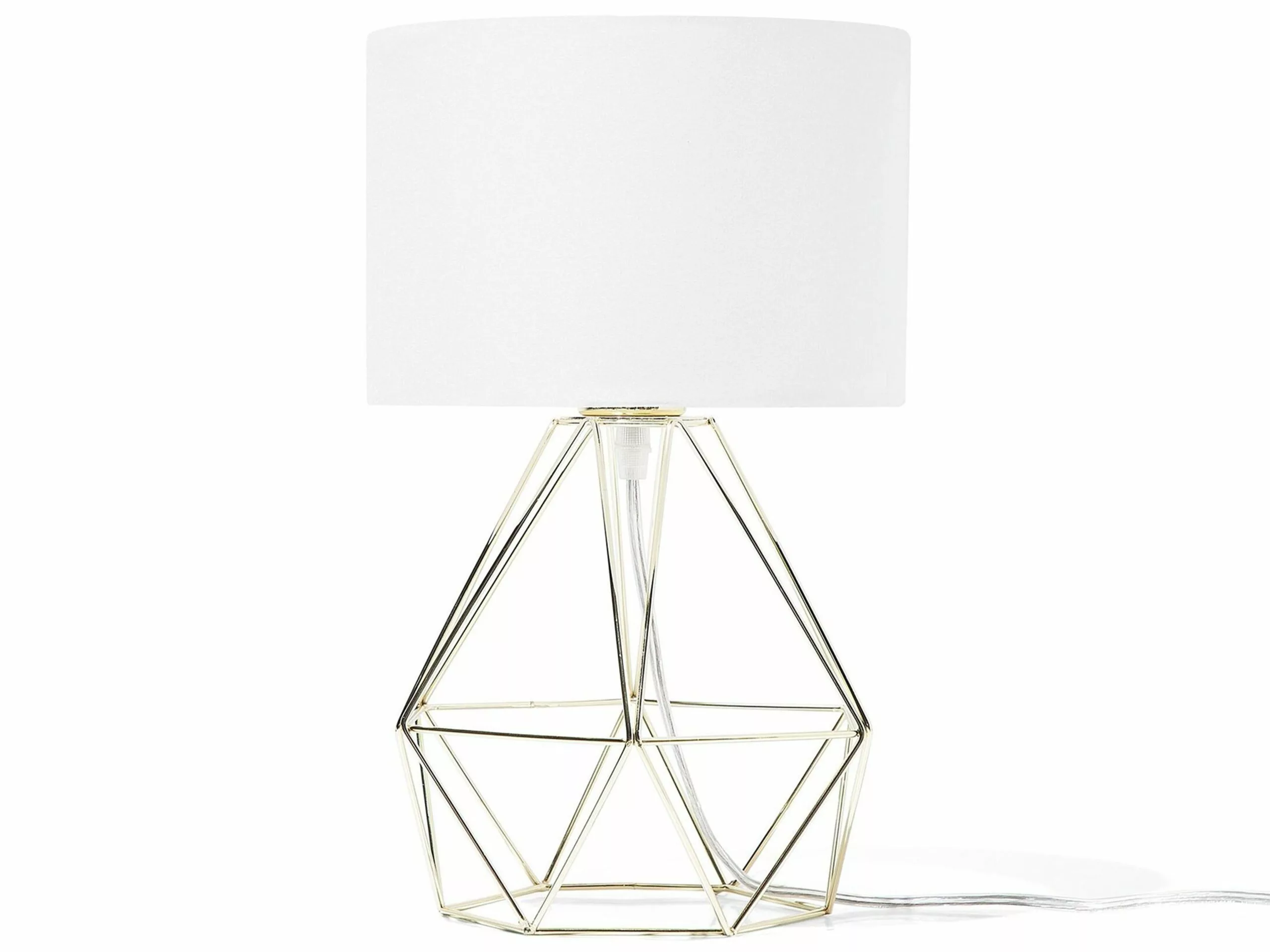 Beliani Lámpara De Mesa Blanco/dorado MARONI