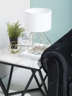 Beliani Lámpara De Mesa Blanco/dorado MARONI -Lámparas comercio undef src sa picid 705081 type whitesh image