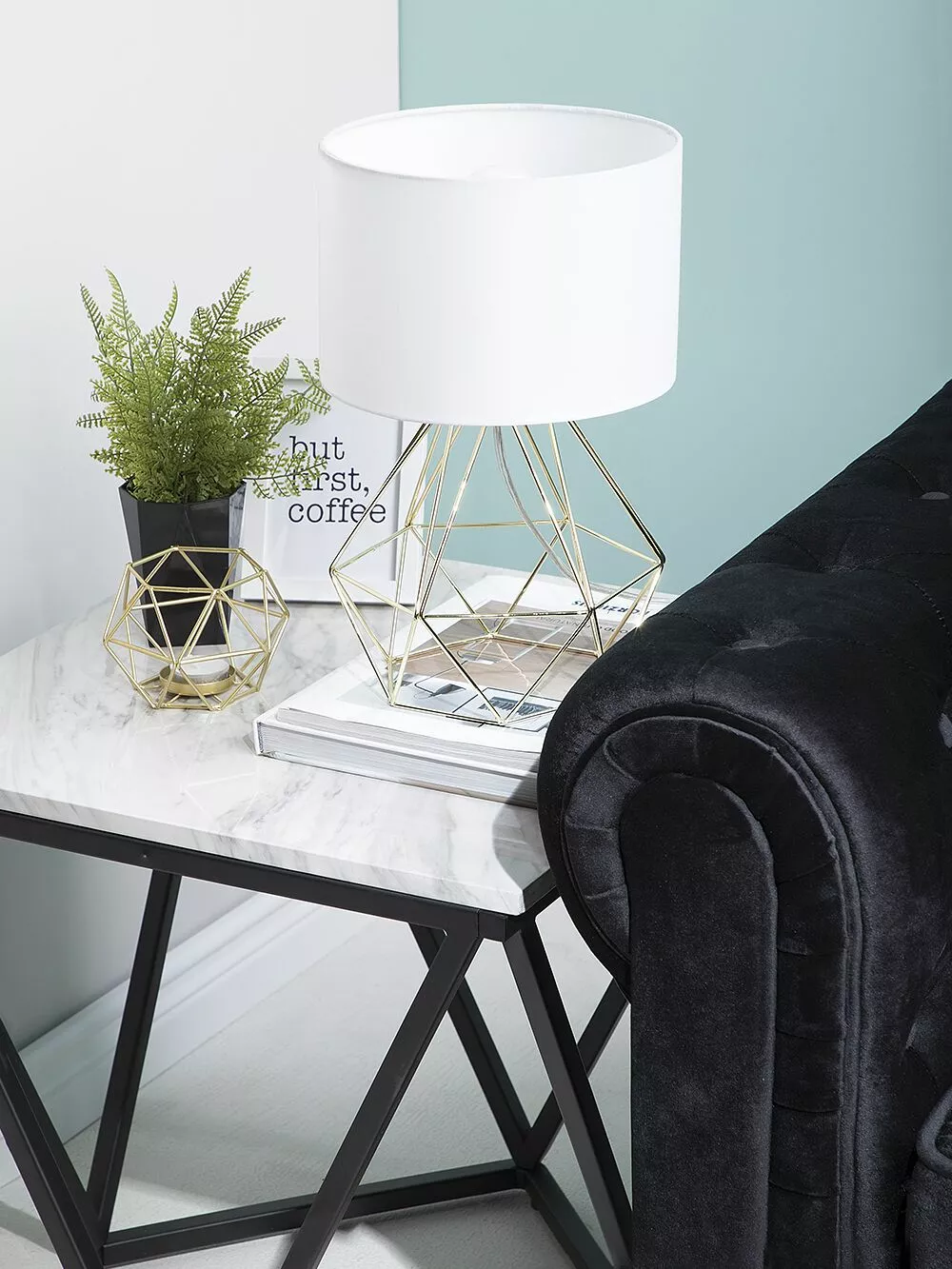 Beliani Lámpara De Mesa Blanco/dorado MARONI - Imagen 6