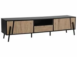 Beliani Mueble TV Madera Clara/negro BLACKPOOL