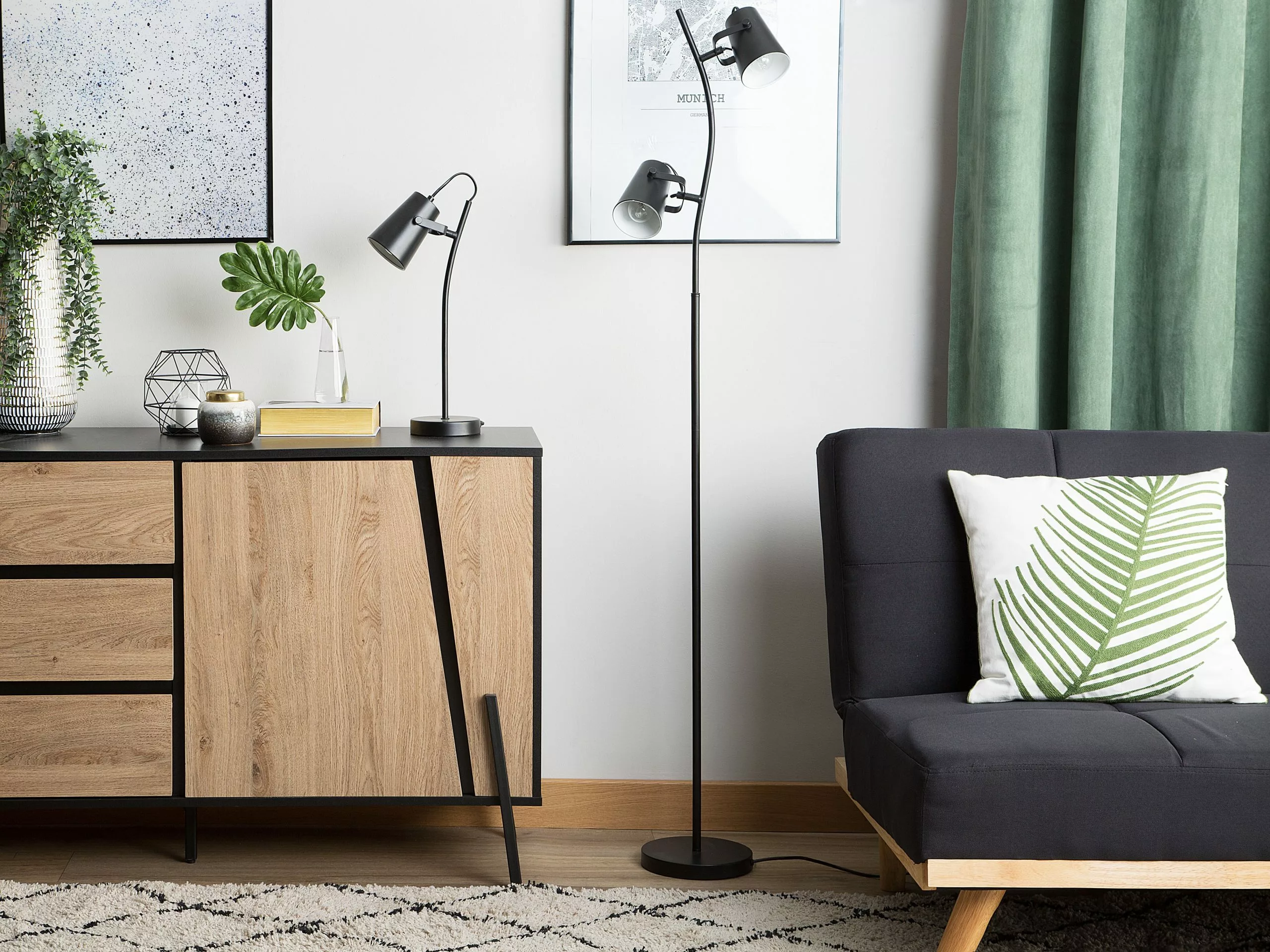 Beliani Lámpara De Pie Negra FLINT - Imagen 4