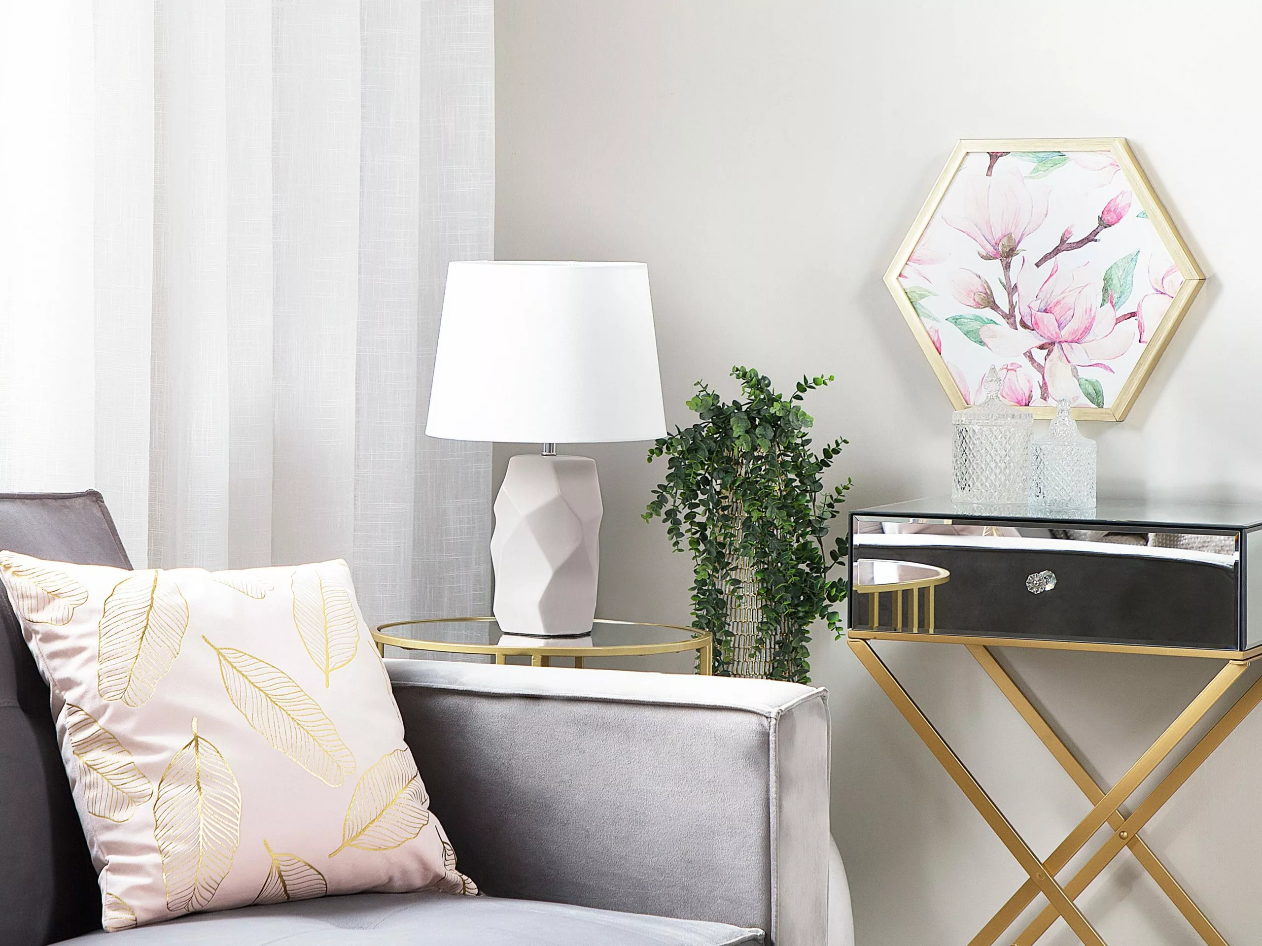 Beliani Lámpara De Mesa Rosada ELIA - Imagen 2