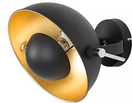 Beliani Lámpara De Pared Negro/dorado THAMES II - Imagen 4