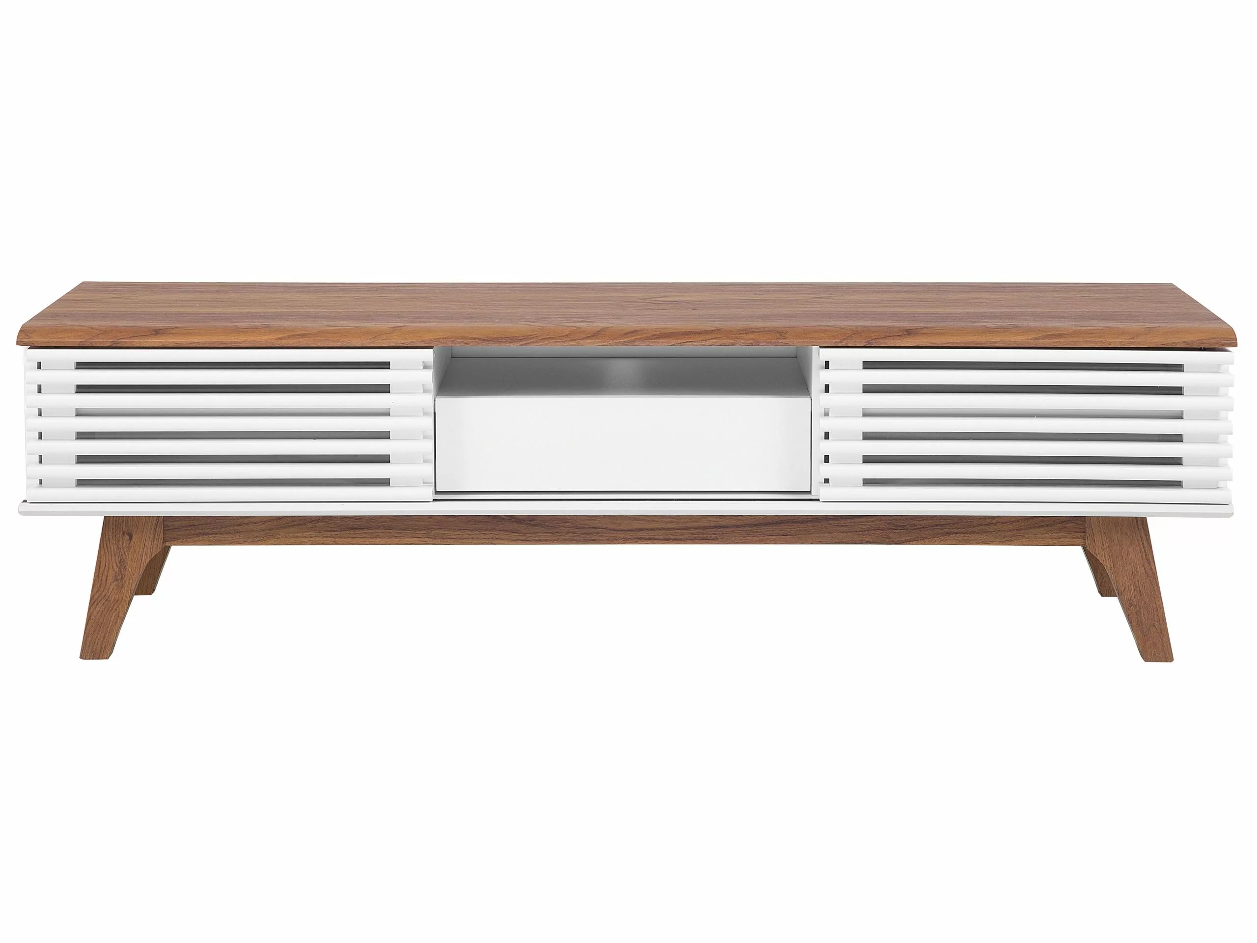 Beliani Mueble TV Madera Oscura/blanco DETROIT 7 Beliani Mueble TV Madera Oscura/blanco DETROIT - Imagen 7