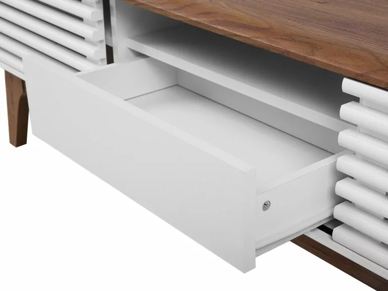 Beliani Mueble TV Madera Oscura/blanco DETROIT 10 Beliani Mueble TV Madera Oscura/blanco DETROIT - Imagen 10