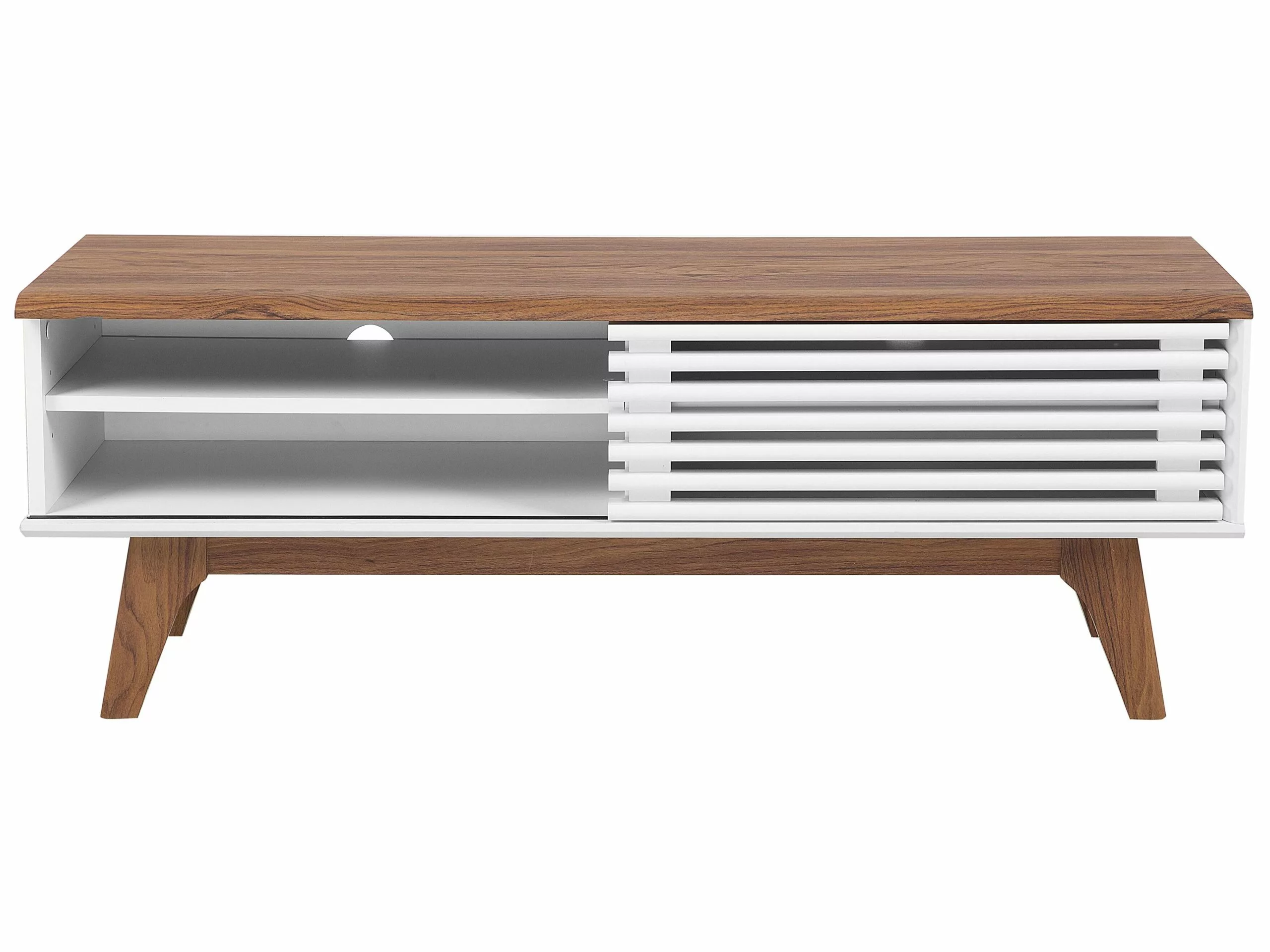 Beliani Mueble TV Blanco/marrón Oscuro TOLEDO 4 Beliani Mueble TV Blanco/marrón Oscuro TOLEDO - Imagen 4