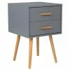 Beliani Mesita De Noche Gris Con 2 Cajones 40 Cm ALABAMA