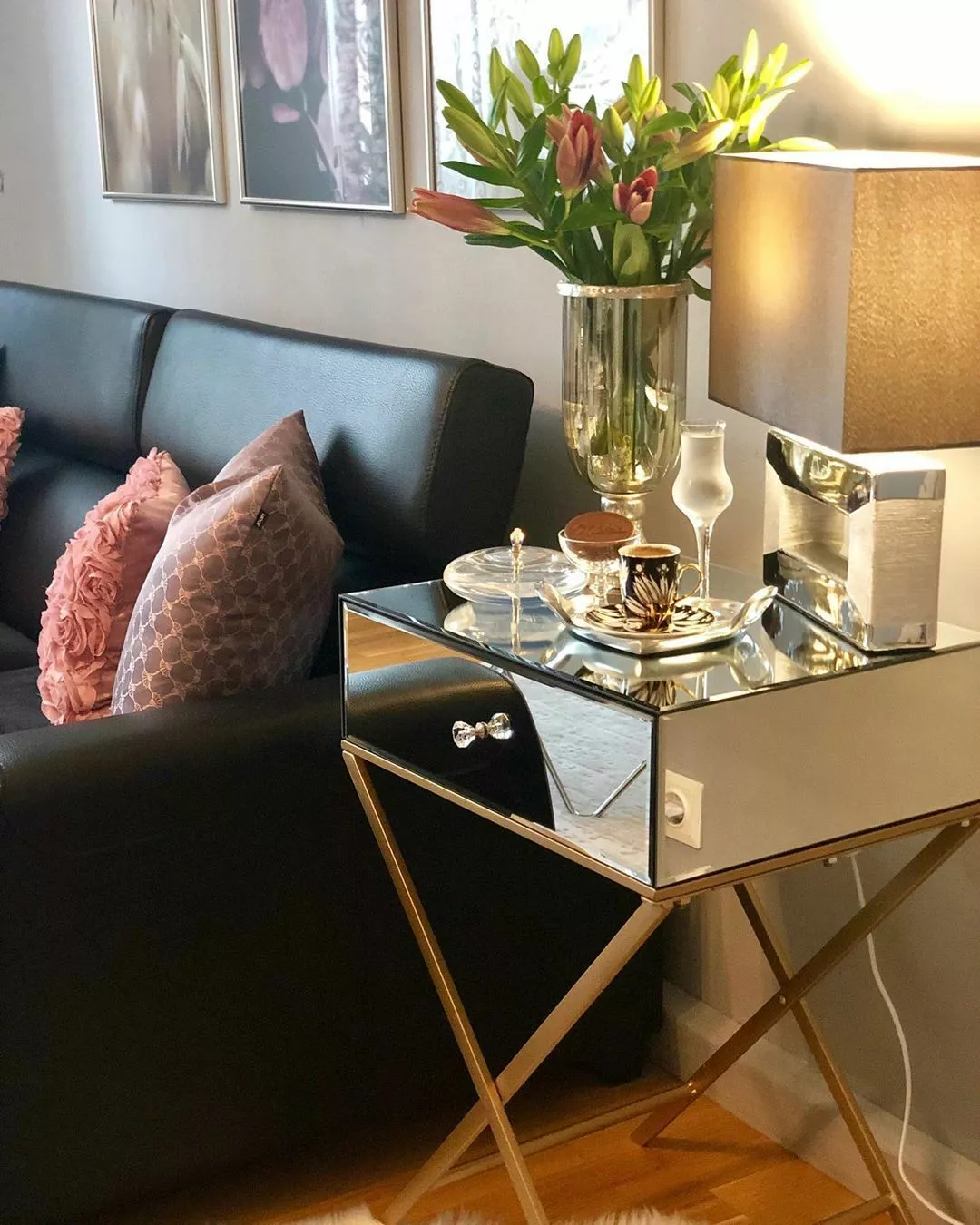 Beliani Mesa Auxiliar Espejo De Cristal VIVY - Imagen 3