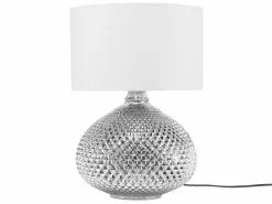 Beliani Lámpara De Mesa Plateada MADON