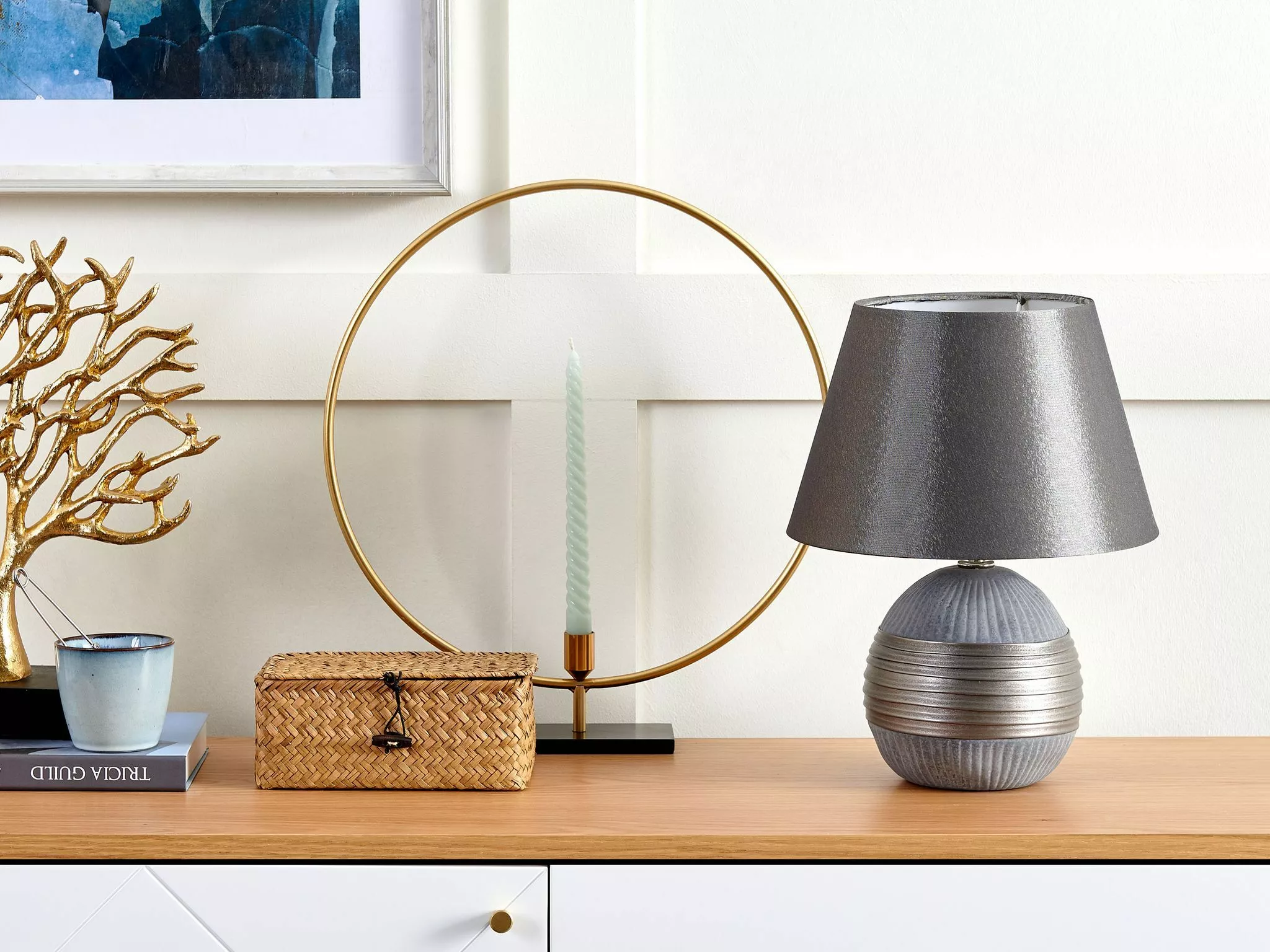 Beliani Lámpara De Mesa Plateada SADO 3 Beliani Lámpara De Mesa Plateada SADO - Imagen 3