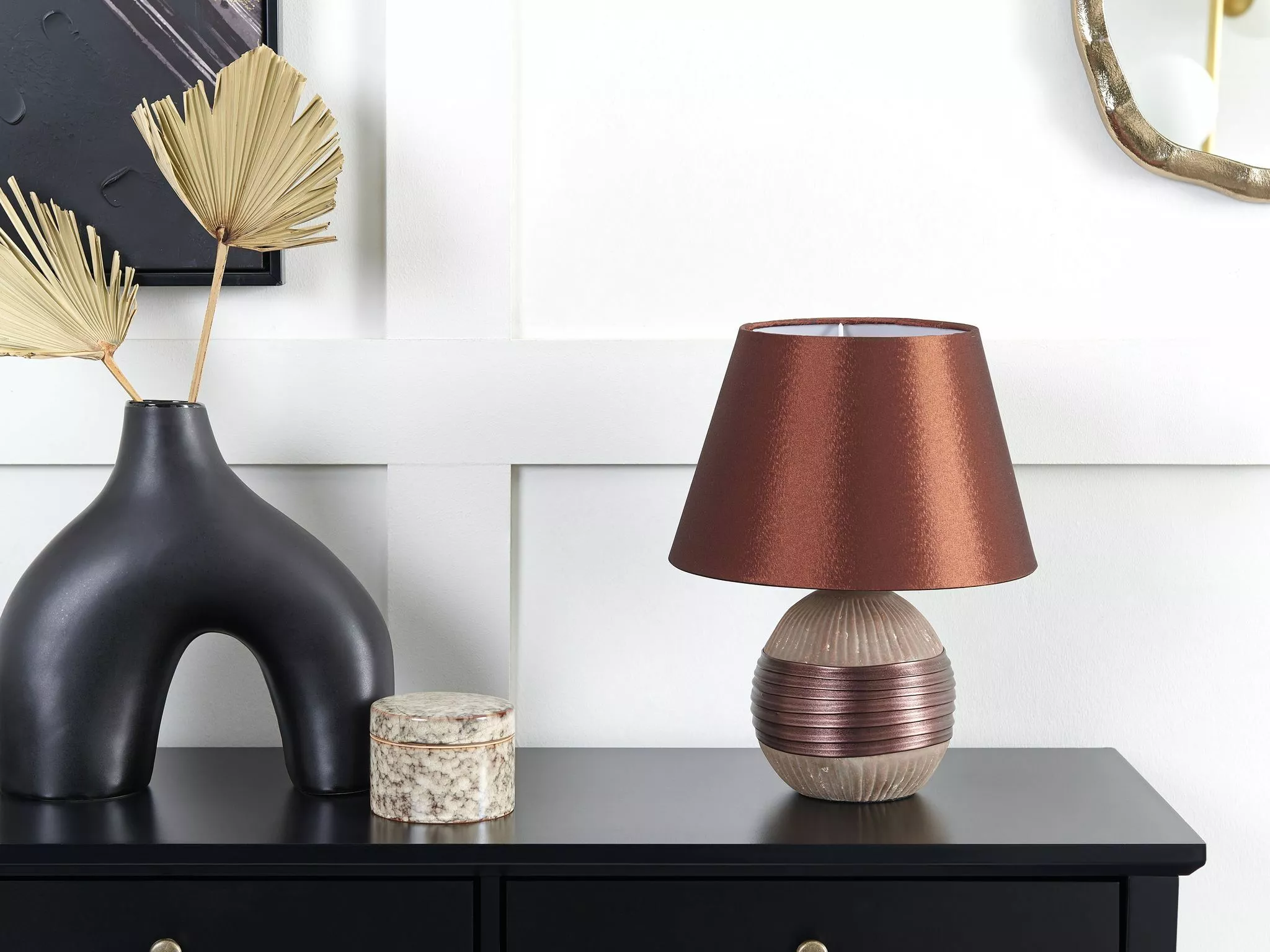 Beliani Lámpara De Mesa Marrón SADO - Imagen 3