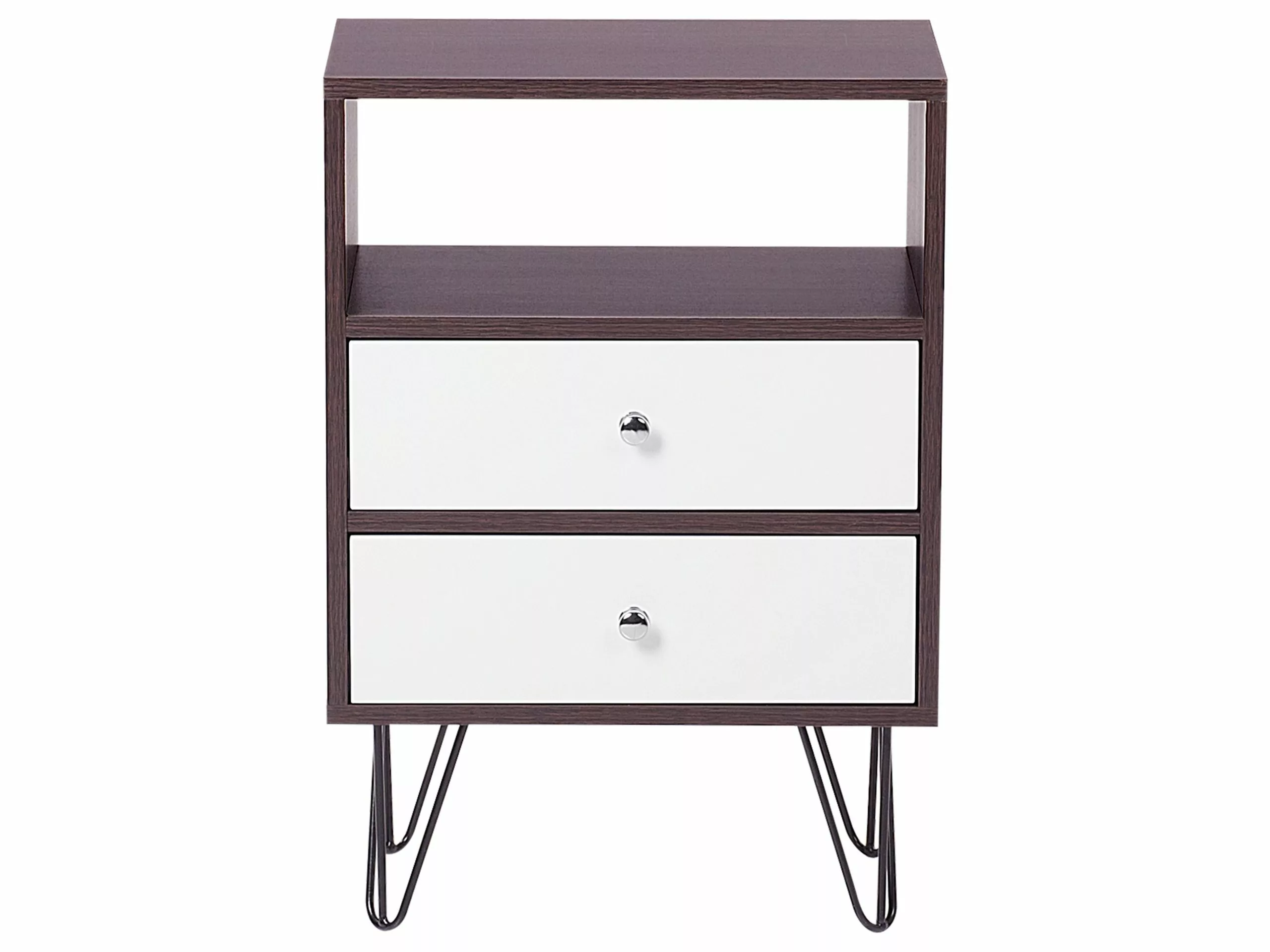 Beliani Mesita De Noche Con Dos Cajones Madera Oscura/blanco ARVIN 7 Beliani Mesita De Noche Con Dos Cajones Madera Oscura/blanco ARVIN - Imagen 7