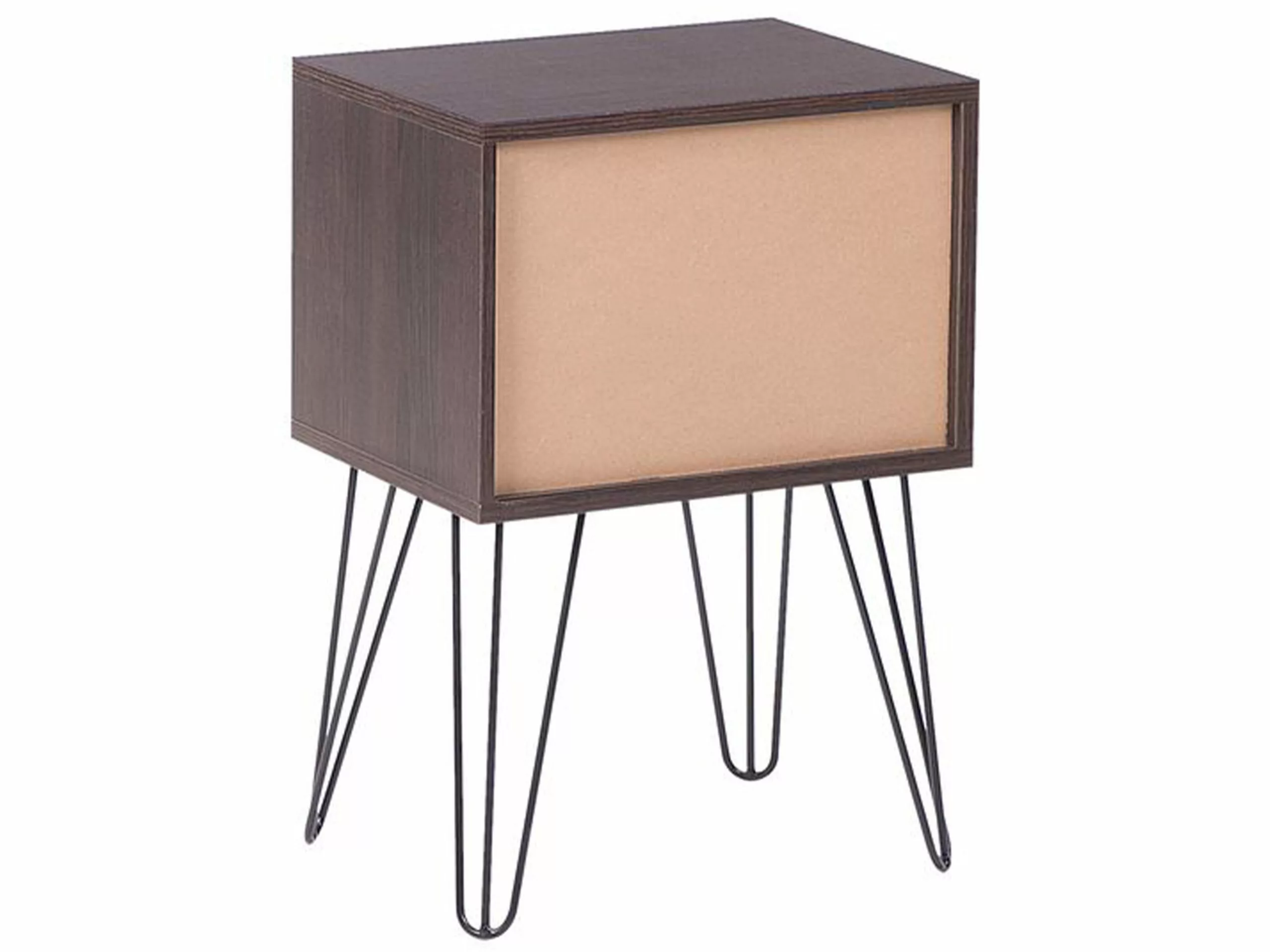 Beliani Mesita De Noche Con Un Cajón Madera Oscura/blanco ARVIN - Imagen 5