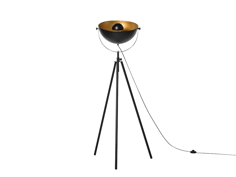 Beliani Lámpara De Pie Negro/dorado THAMES - Imagen 6