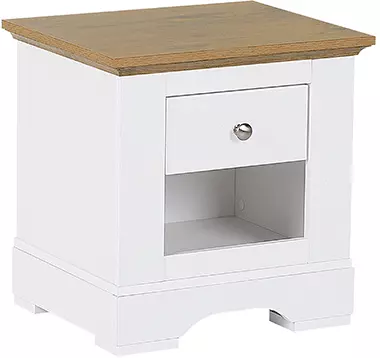 Beliani Mesita De Noche Blanco/madera Clara WINGLAY 3 Beliani Mesita De Noche Blanco/madera Clara WINGLAY - Imagen 3