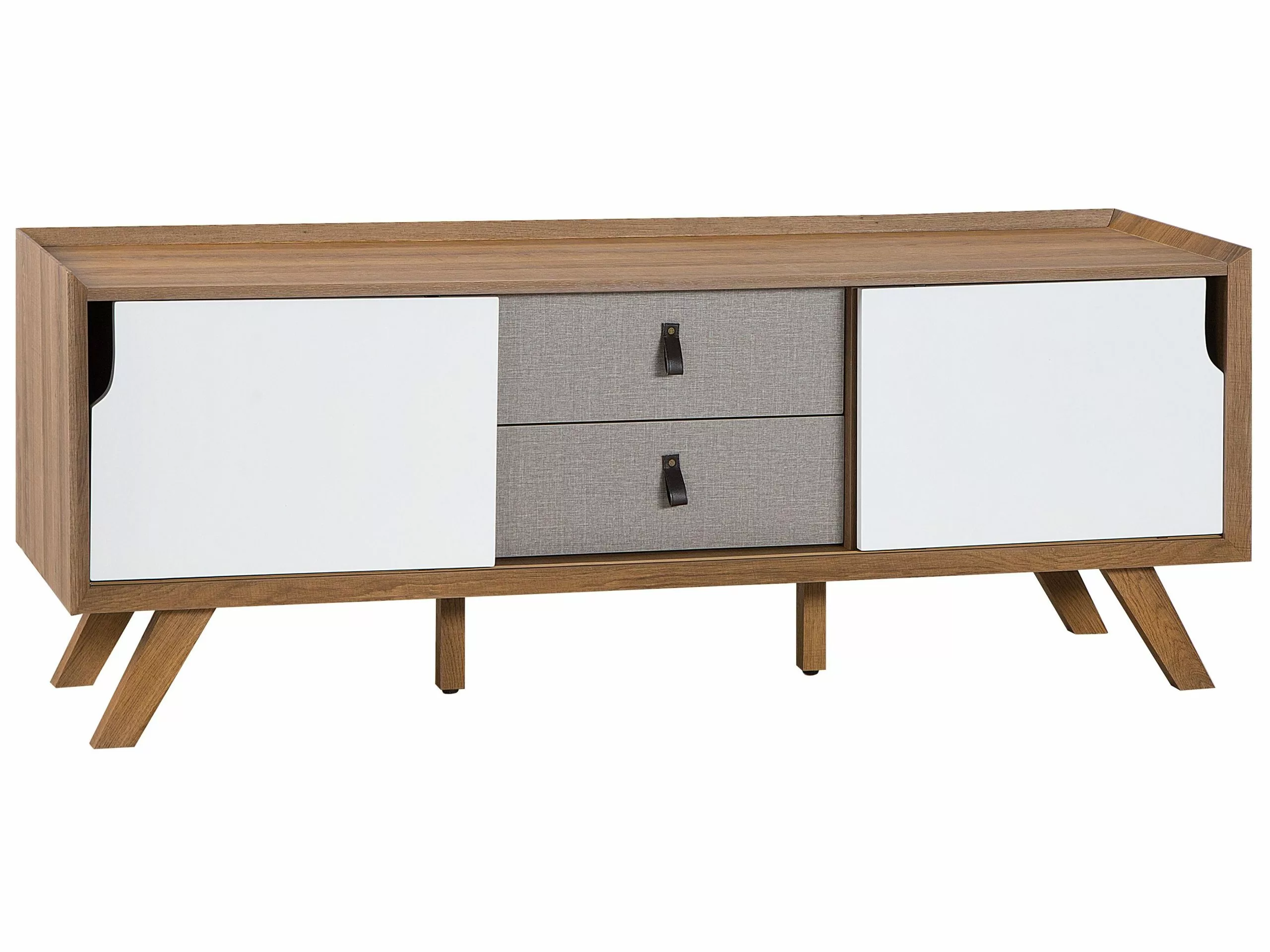 Beliani Mueble TV Blanco/madera Clara ACTON