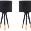 Beliani Conjunto De 2 Lámparas De Mesa Negras TOBOL