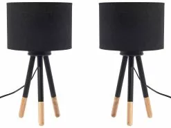 Beliani Conjunto De 2 Lámparas De Mesa Negras TOBOL