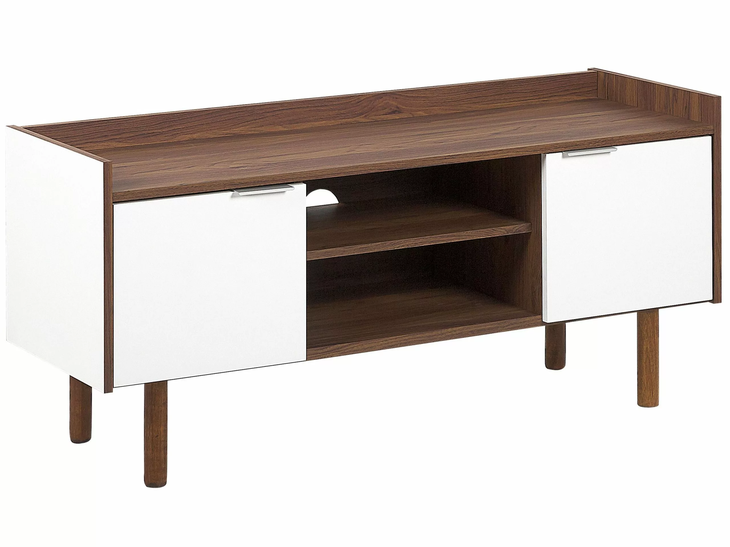 Beliani Mueble TV Blanco/madera Oscura MADERA