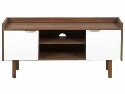 Beliani Mueble TV Blanco/madera Oscura MADERA -Lámparas comercio undef src sa picid 767620 type whitesh image