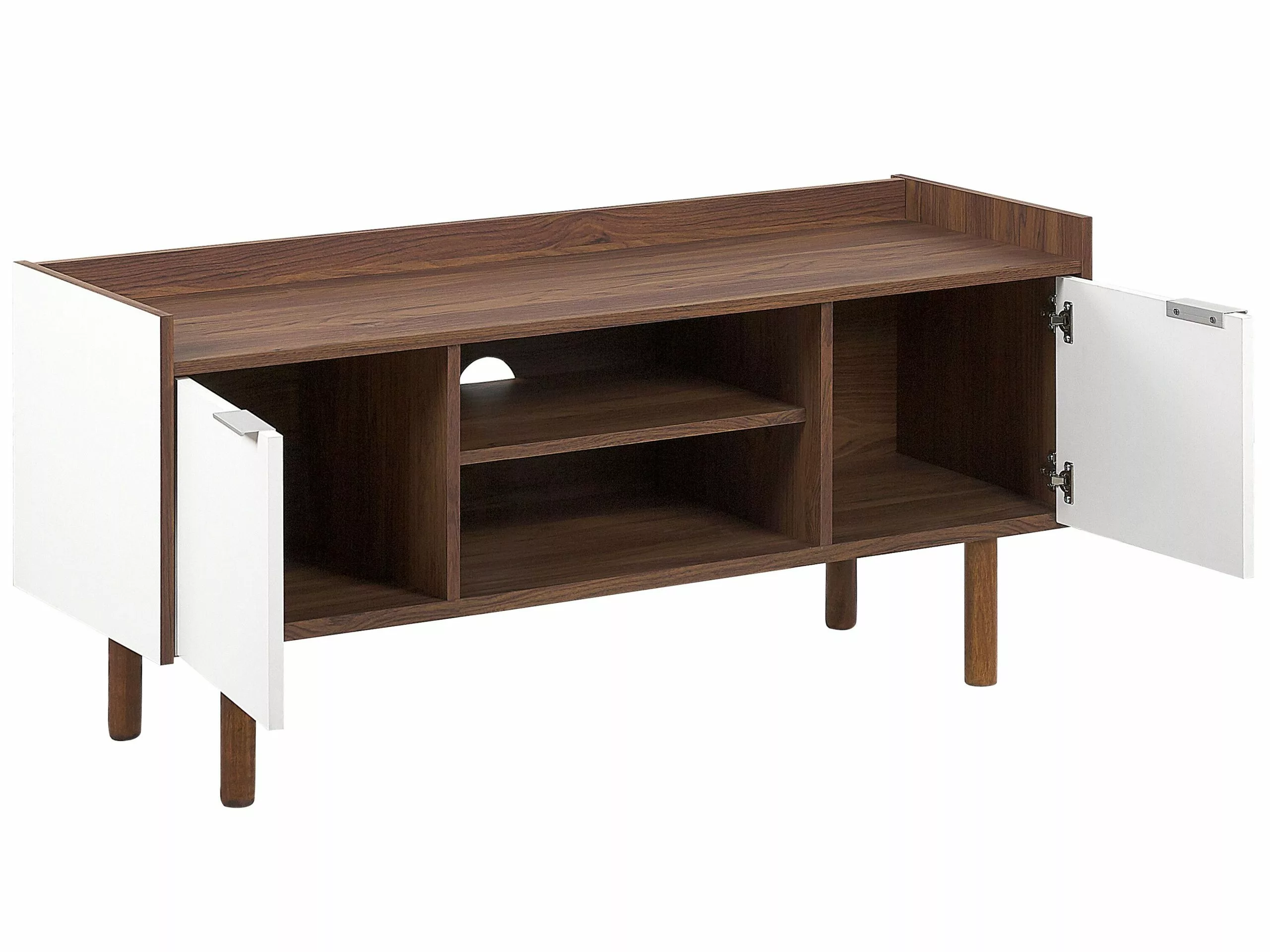 Beliani Mueble TV Blanco/madera Oscura MADERA - Imagen 6