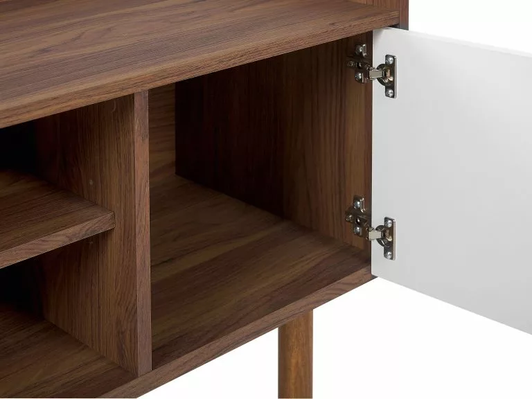 Beliani Mueble TV Blanco/madera Oscura MADERA - Imagen 7