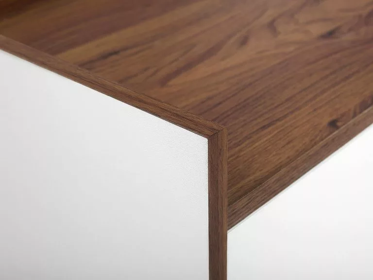 Beliani Mueble TV Blanco/madera Oscura MADERA - Imagen 8