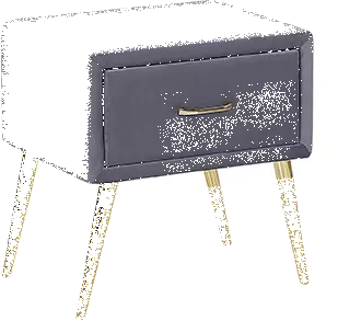 Beliani Mesa De Noche De Terciopelo Gris/dorado 46 X 38 Cm FLAYAT - Imagen 4