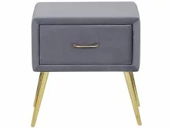 Beliani Mesa De Noche De Terciopelo Gris/dorado 46 X 38 Cm FLAYAT -Lámparas comercio undef src sa picid 767976 type whitesh image