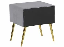 Beliani Mesa De Noche De Terciopelo Gris/dorado 46 X 38 Cm FLAYAT -Lámparas comercio undef src sa picid 767977 type whitesh image