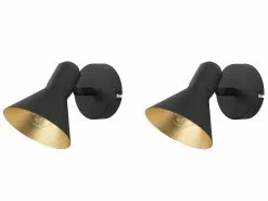 Beliani Conjunto De 2 Lámparas De Pared Negras MERSEY I