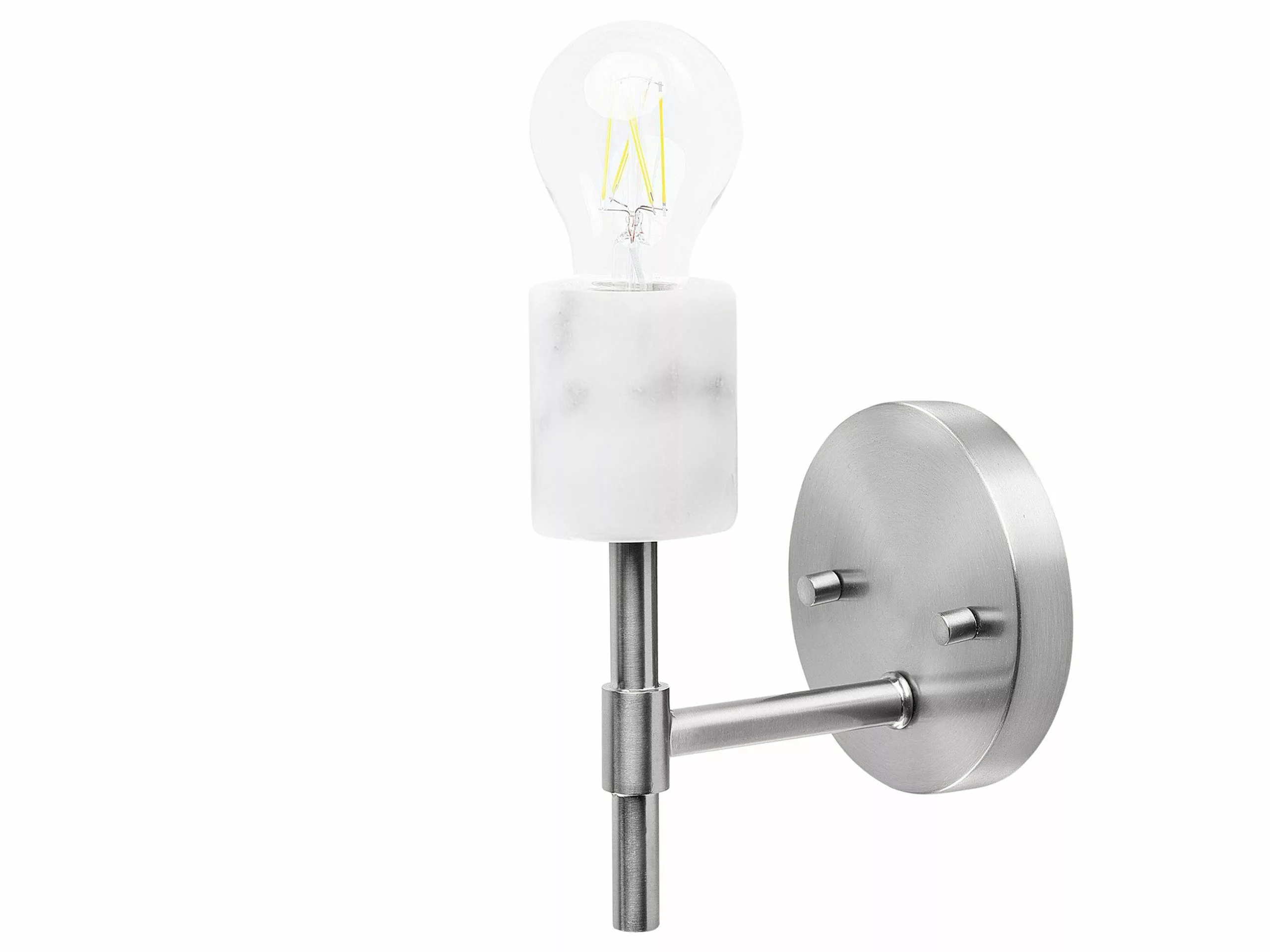 Beliani Conjunto De 2 Lámparas De Pared De Metal Plateado/blanco ARMERIA - Imagen 4