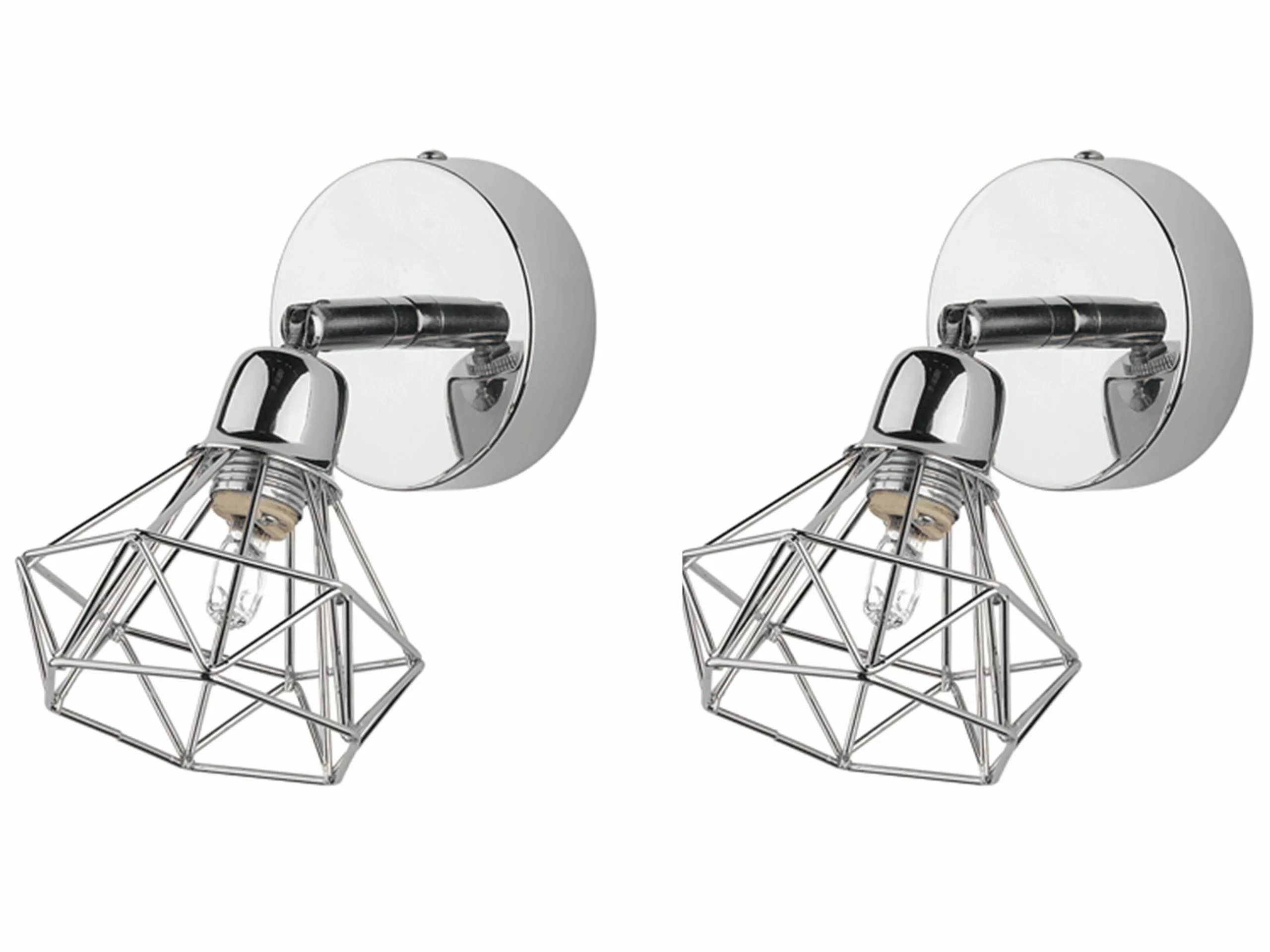 Beliani Conjunto De 2 Lámparas De Pared Plateadas ERMA