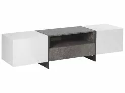 Beliani Mueble TV Con LED Efecto Concreto Blanco RUSSEL -Lámparas comercio undef src sa picid 772172 type whitesh image