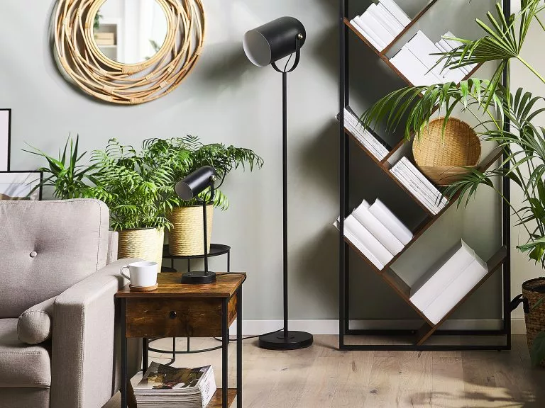 Beliani Lámpara De Pie De Metal Negro/blanco 156 Cm TYRIA - Imagen 6