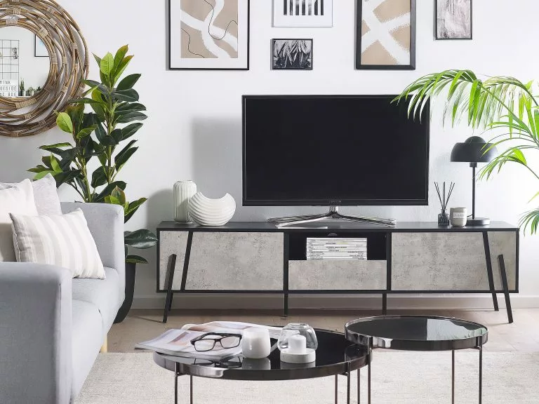 Beliani Mueble TV Efecto Hormigón/negro BLACKPOOL - Imagen 2