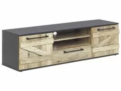 Beliani Mueble TV Madera Clara/negro SALTER