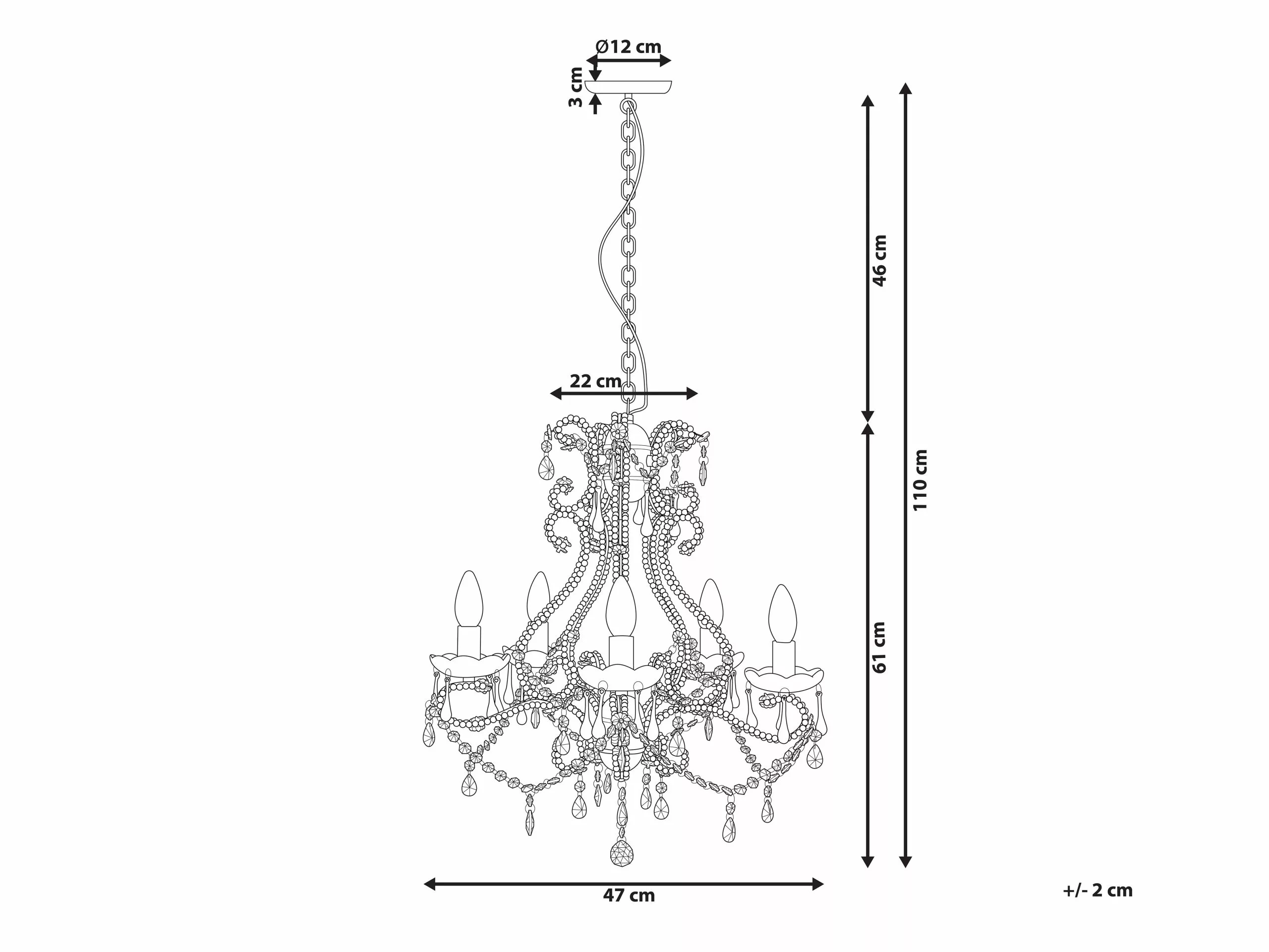 Beliani Lámpara De Techo Transparente/plateado 110 Cm ASCAR - Imagen 10
