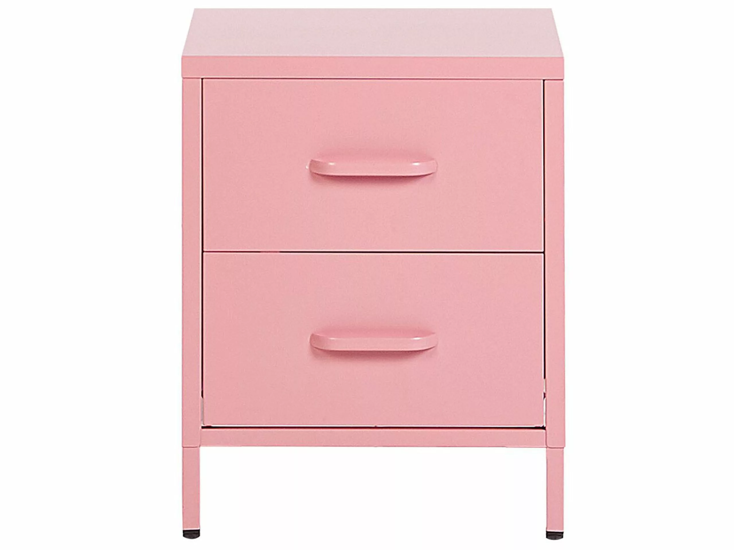 Beliani Mesa De Noche De Metal Rosa 43 X 40 Cm MALAVI - Imagen 8