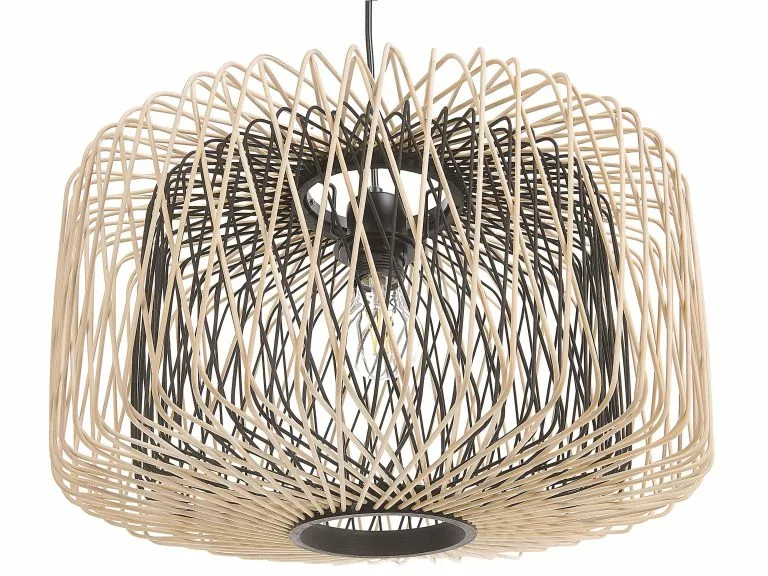 Beliani Lámpara De Techo De Madera De Bambú Clara/negro 120 Cm JAVARI 5 Beliani Lámpara De Techo De Madera De Bambú Clara/negro 120 Cm JAVARI - Imagen 5