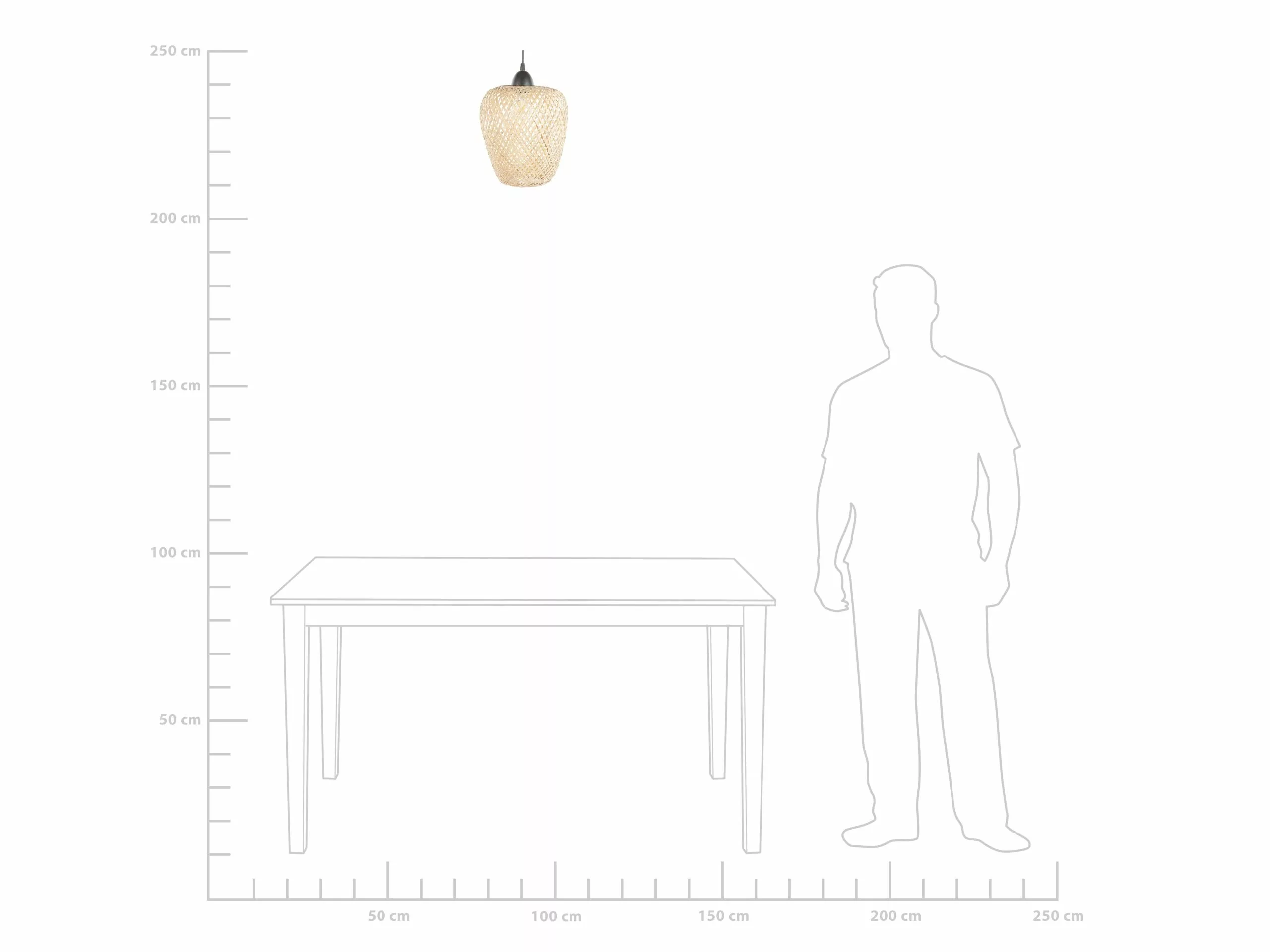 Beliani Lámpara De Techo De Madera De Bambú Clara/negro 123 Cm BOMU - Imagen 7